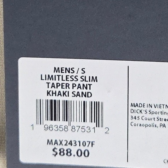 VRST Mens Limitless Performance Slim Fit Tapered Pant Khaki Sand Small Stretch - Picture 7 of 10